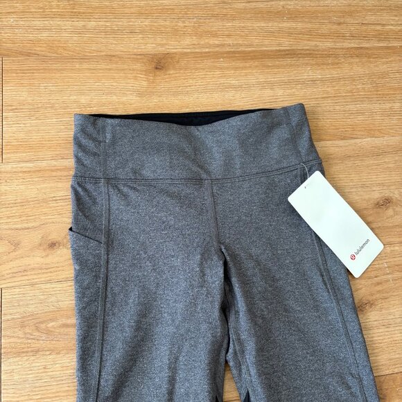 Lululemon Athletic Pace Rival MR Crop Yoga Pants 22” Heathered Black NWT Sz 4 - Picture 3 of 8